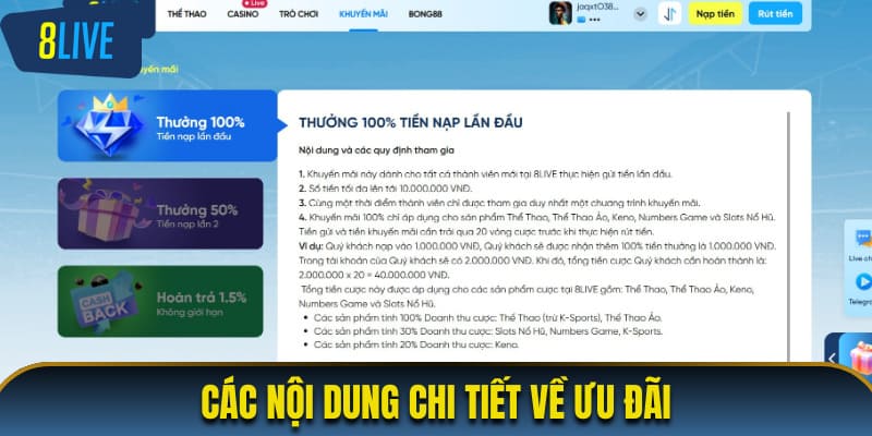 Ưu đãi nạp tiền lần đầu và nội dung chi tiết