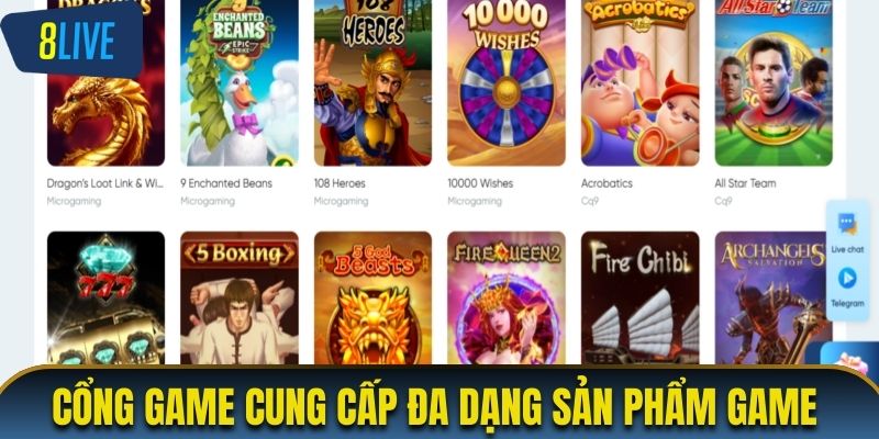 Cổng game cung cấp đa dạng sản phẩm game hot cho thành viên