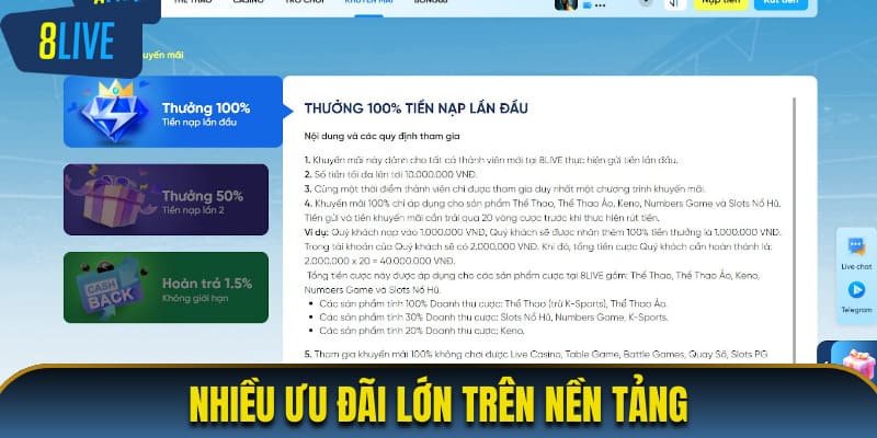 Nhiều ưu đãi lớn trên nền tảng