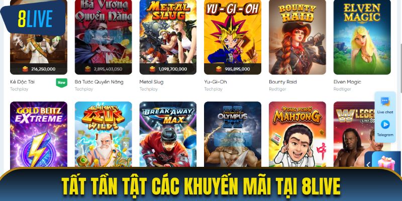 Tất tần tật các khuyến mãi 8LIVE