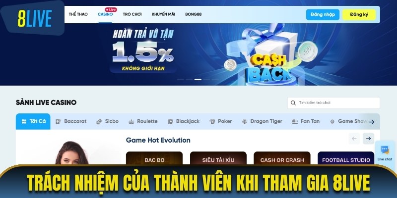 Trách nhiệm của thành viên khi tham gia 8LIVE