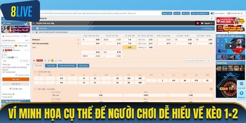 Ví minh họa cụ thể để người chơi dễ hiểu về kèo 1×2