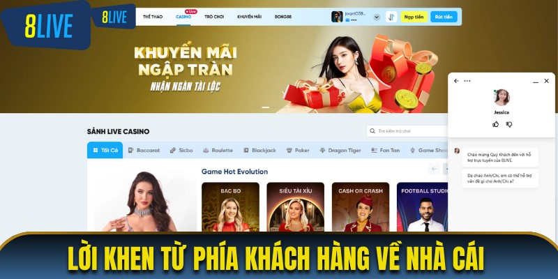 Vô vàn lời khen khách hàng gửi đến nhà cái